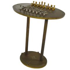 Peter Ghyczy Brass Chess Table, 1960s-1970s