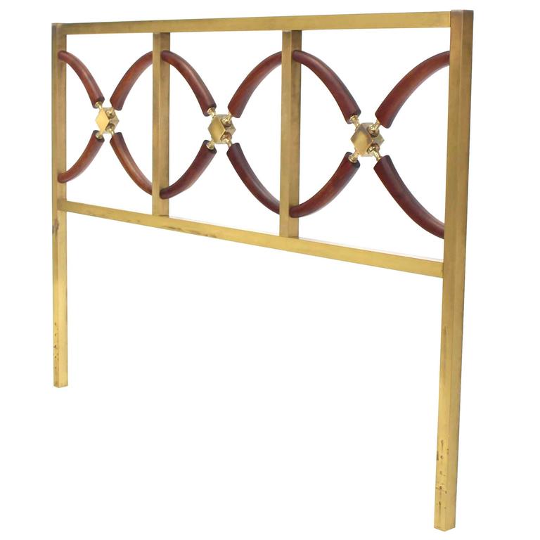 Solid Brass Carved Figural Walnut Queen Size Headboard Bed at 1stdibs