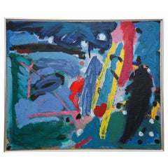Danish Abstract Composition Acrylic on Canvas by Bjorn Erickson, 1988