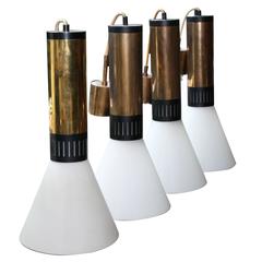 Set of Four Stilnovo Hanging Pendant Lights 7