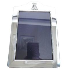 English Sterling Silver Picture Frame with Cuddle-Time Teddy Bear 12