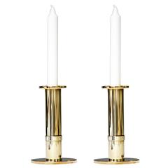 Sigurd Persson Pair of Brass Candlesticks, Sweden, 1950s-1960s