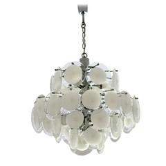 Large Four-Tiered Murano Glass Disc Chandelier by Vistosi, Italy 1960s 11