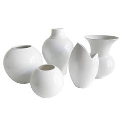 Set of Five White Porcelain Vases by M. Fray for Kaiser