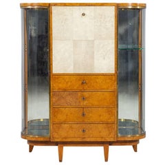 Vintage Art Deco Burl Sandalwood Wood and Shagreen Secretaire Cabinet by Jules Deroubaix