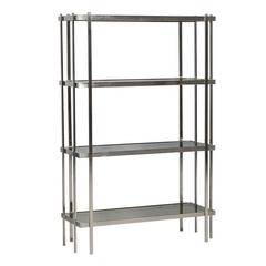 Mid-Century Modern Brushed Nickel Étagère with Smoked Glass Shelves 12
