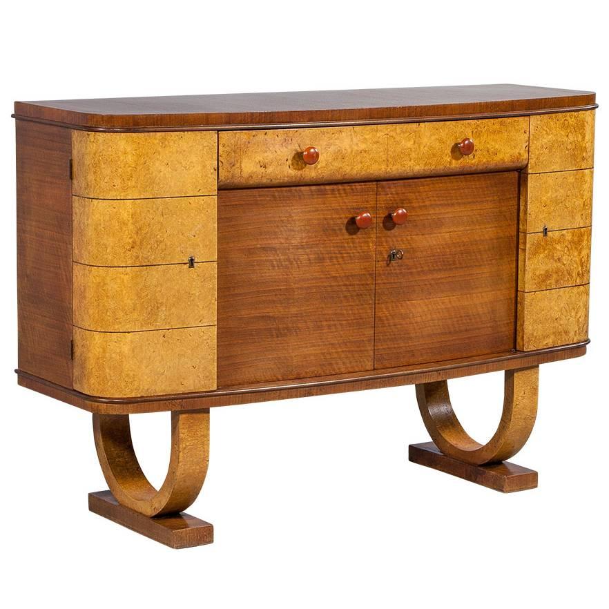 Unique French Art Deco Burl Wood Buffet