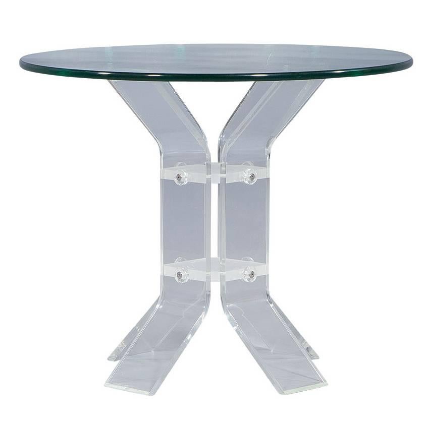 Round Lucite and Glass Occasional Table