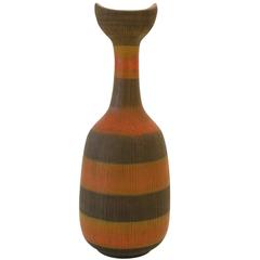 Bitossi for Raymor Incised Seta Ceramic Vase Italy 1950's