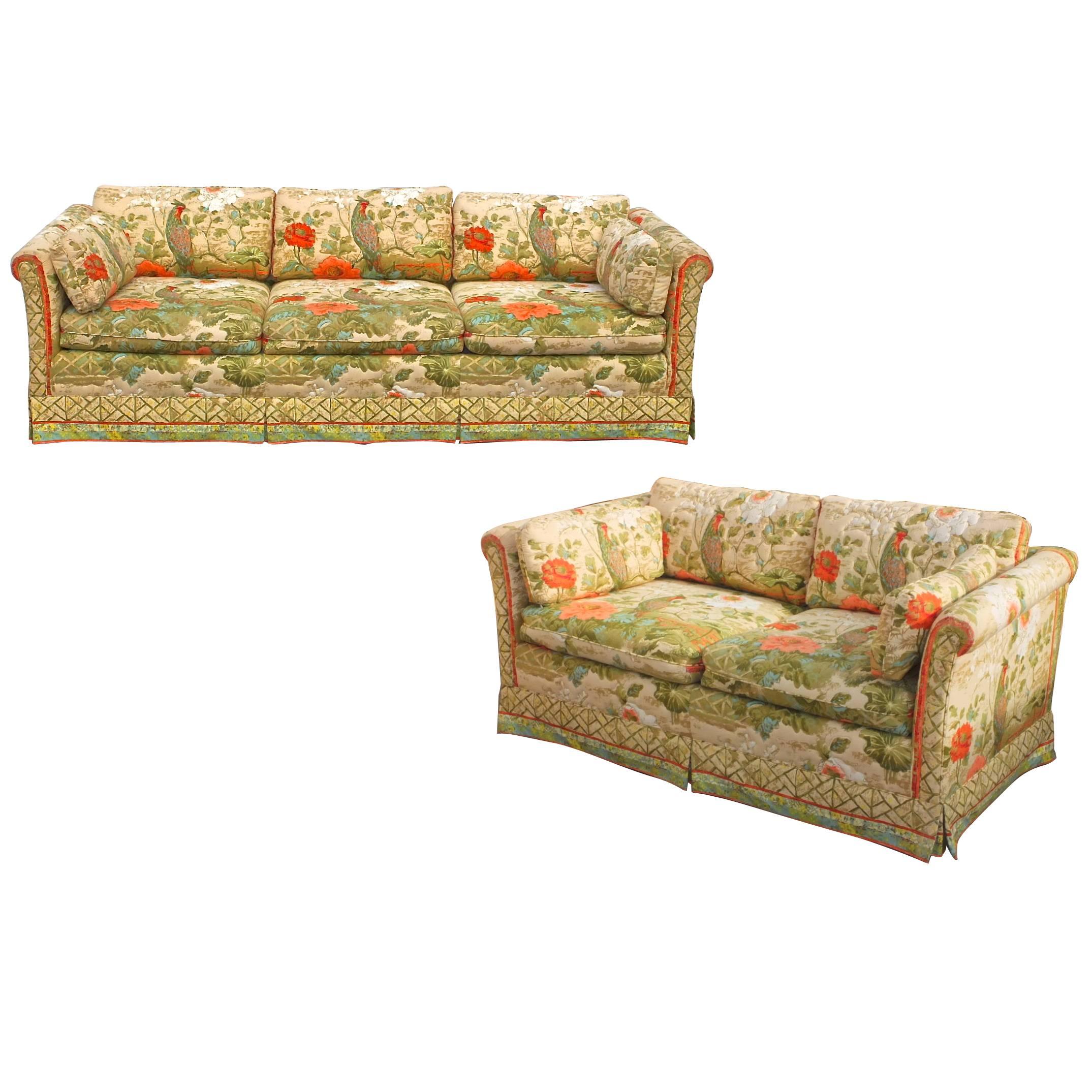 “Palm Beach" Sofa and Love Seat in Greeff Peony Garden