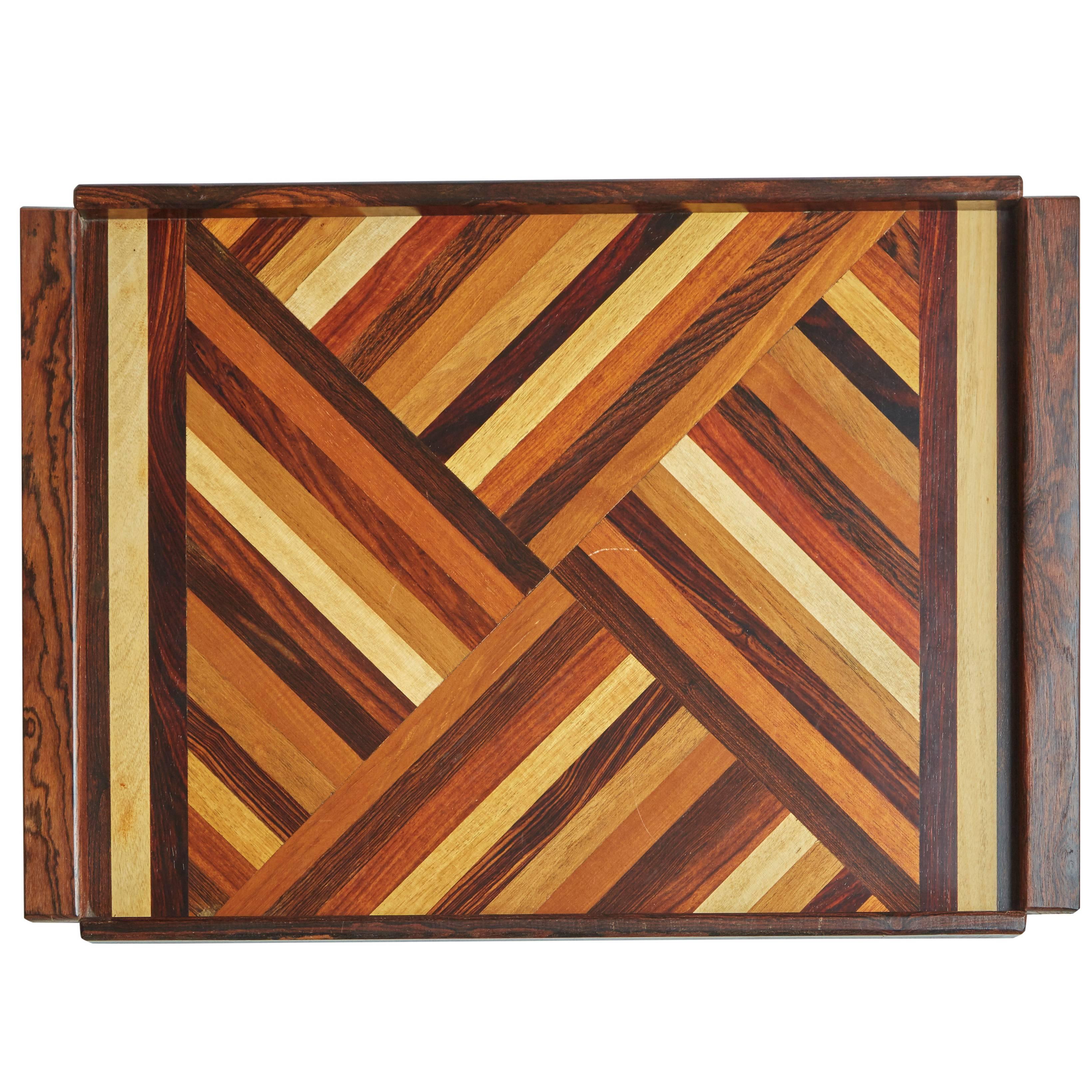 Don Shoemaker Exotic Mixed Wood Serving / Bar Tray  