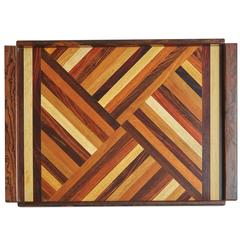 Don Shoemaker Exotic Mixed Wood Serving / Bar Tray  