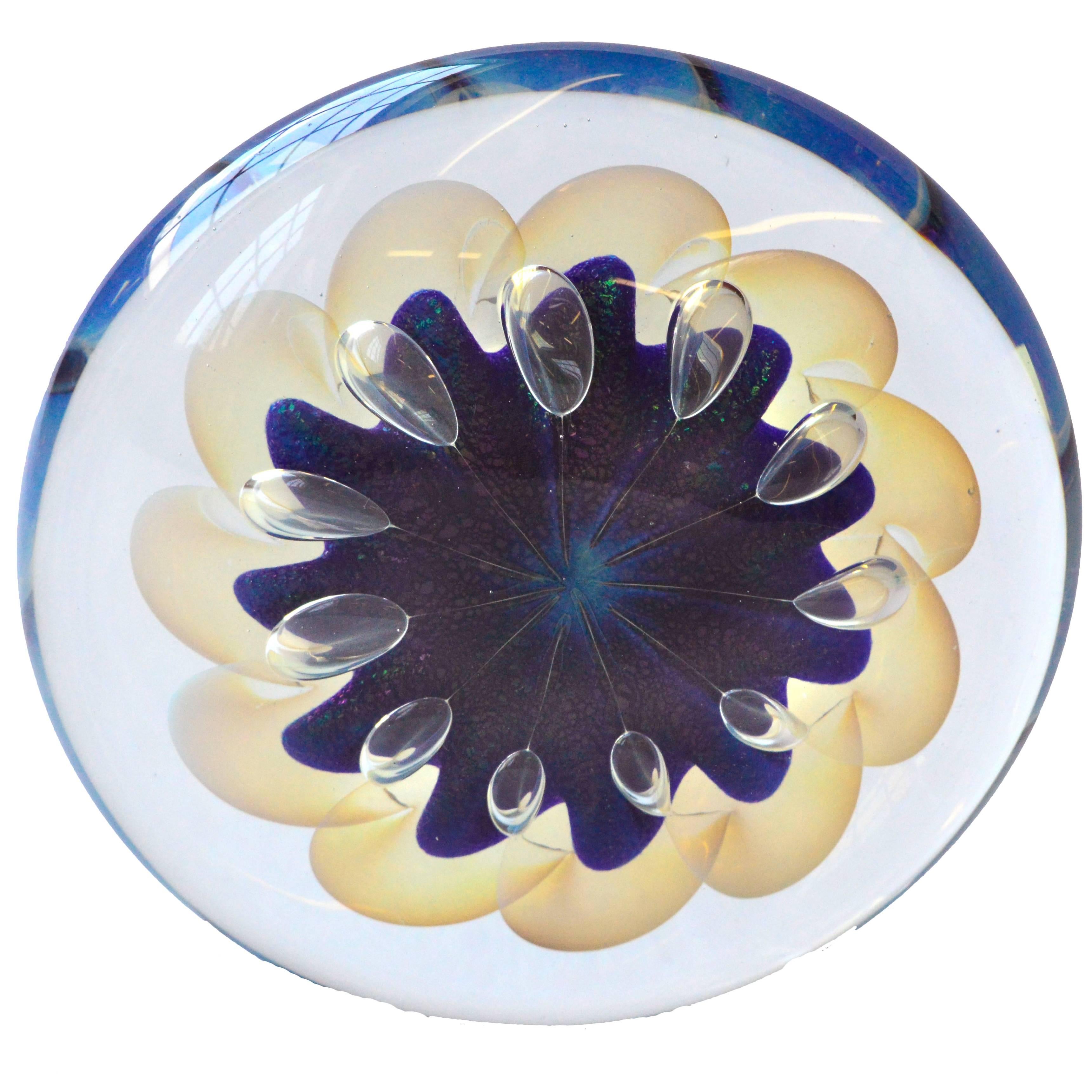 Robert Eickholt Sea Anemone Iridescent Art Glass, 1992
