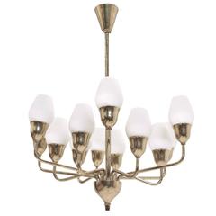 Large Mid-Century Chandelier in Brass, 1960s