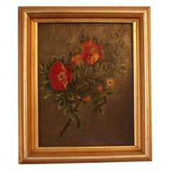 Small Oil Painting with Beautiful Floral Motif, 1890