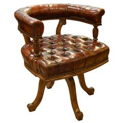 19th Century Golden Oak Swivel Desk Chair