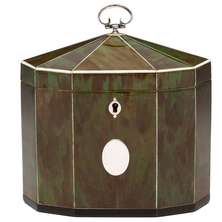 Green Tortoiseshell Tea Caddy at 1stDibs