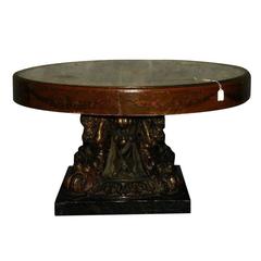 19th Century Italian Églomisé Top Painted and Partial Gilt Figural Low Table