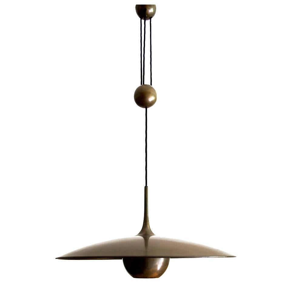 Large Adjustable Counterweight Pendant Lamp Matte Brushed Brass, Florian Schulz