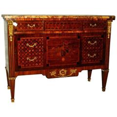 19th Century French Louis XVI Bronze-Mounted Marble-Top Commode