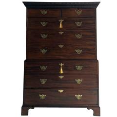 Antique Chest on Chest Dresser Drawers in Mahogany, George III, 18th Century