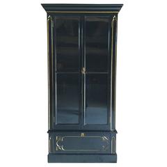 Antique 19th Century Bookcase Victorian Ebonized Display Cabinet Two-Door, 1880