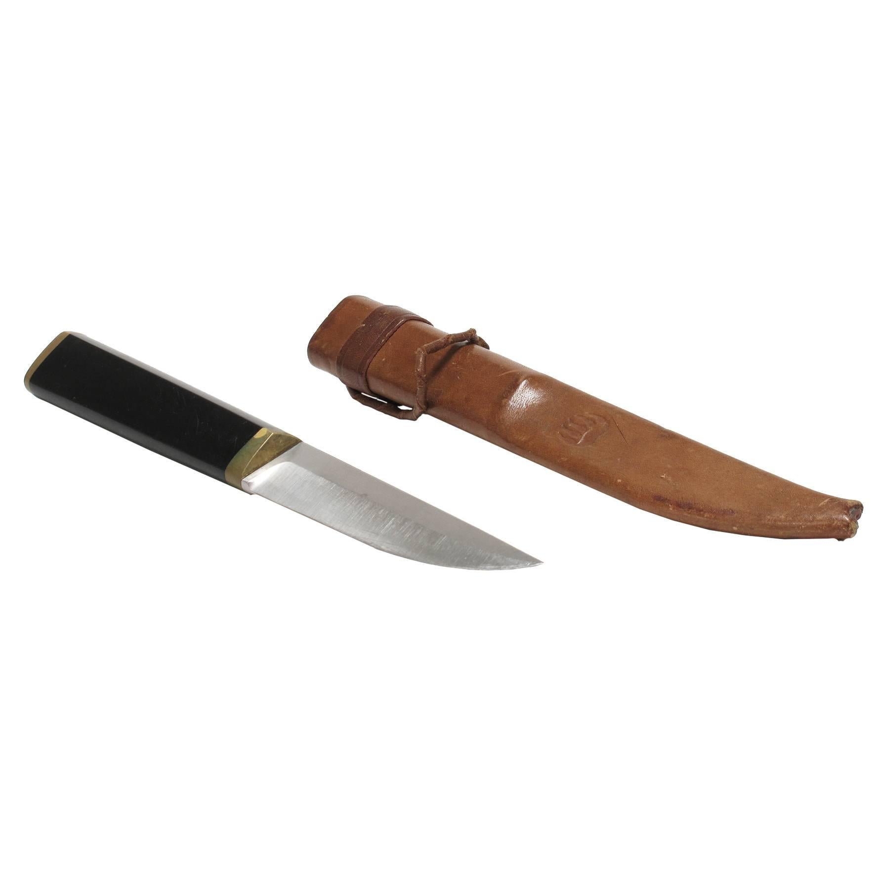 Tapio Wirkkala 'Puukko' Knife and Leather Sheath, 1960s For Sale