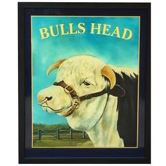 Vintage English Pub Sign, Bulls Head