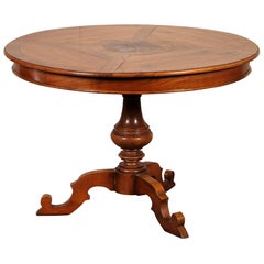 Antique Continental Walnut Inlaid Center Table