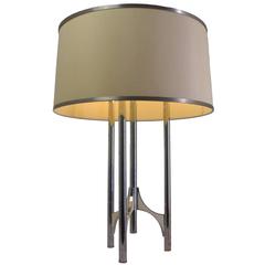 Silver Plated Brass Table Lamp by Gaetano Sciolari, Italy 1970s