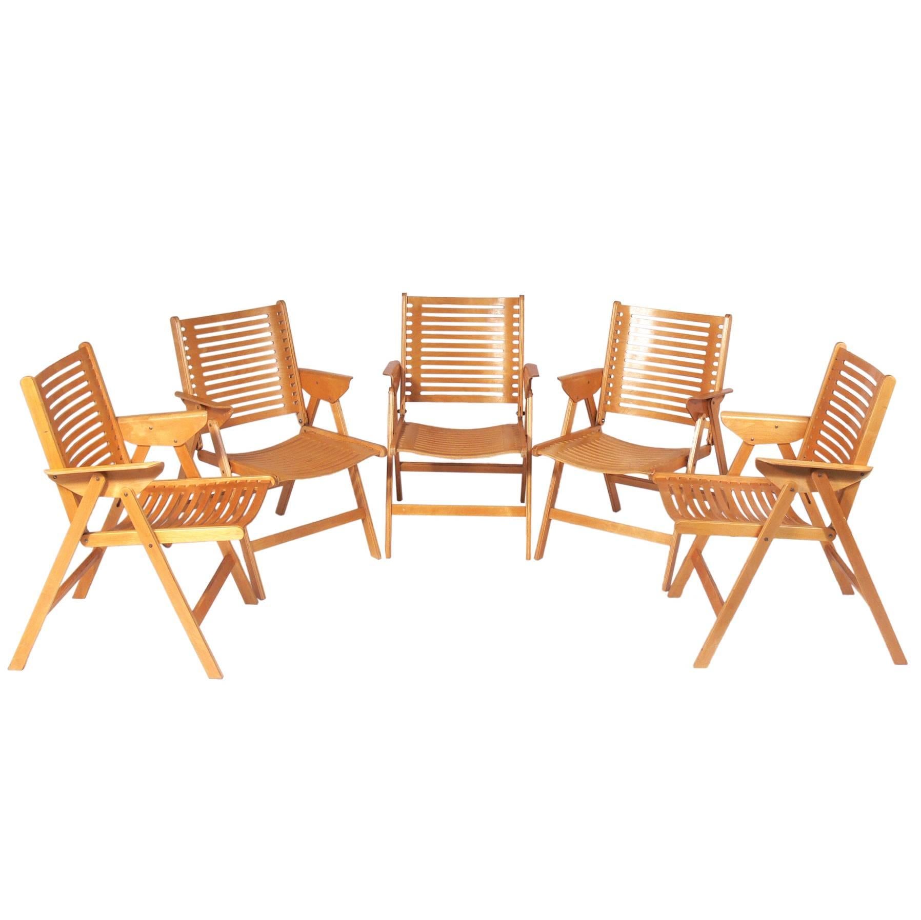 Set of Five Rex Folding Chairs by Niko Kralj