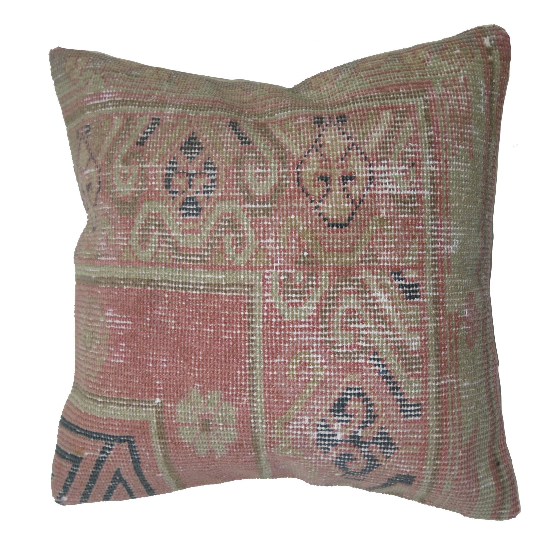 Pink Shabby Chic Khotan Rug Pillow For Sale