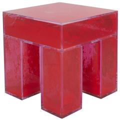 Acrylic Coffee Table with Red Pigment Interior