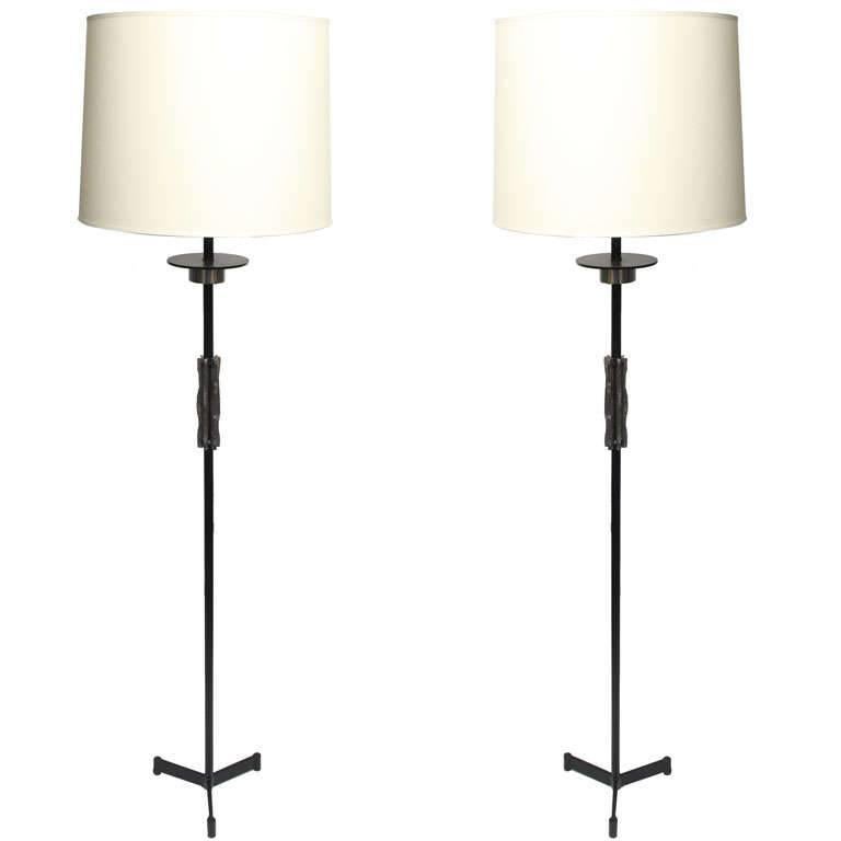 Pair of Italian 1950s Architectural Floor Lamps