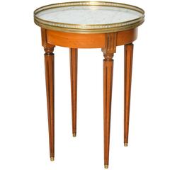 Fruitwood Bouillotte Table with Carrara Marble Top