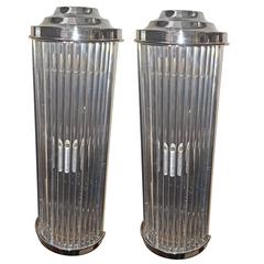 Set of Eight Nickel-Plated and Glass Rods Sconces 10