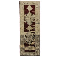 Retro Turkish Oushak Carpet Runner with Modern Style, Hallway Runner