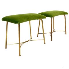 Italian Mid-Century Brass Ottomans or Benches, Set of Two Italian Mid-Century Brass Ottomans or Benches, Set of Two