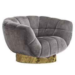 European Modern Cotton Velvet and Brass Essex Armchair from Brabbu 10