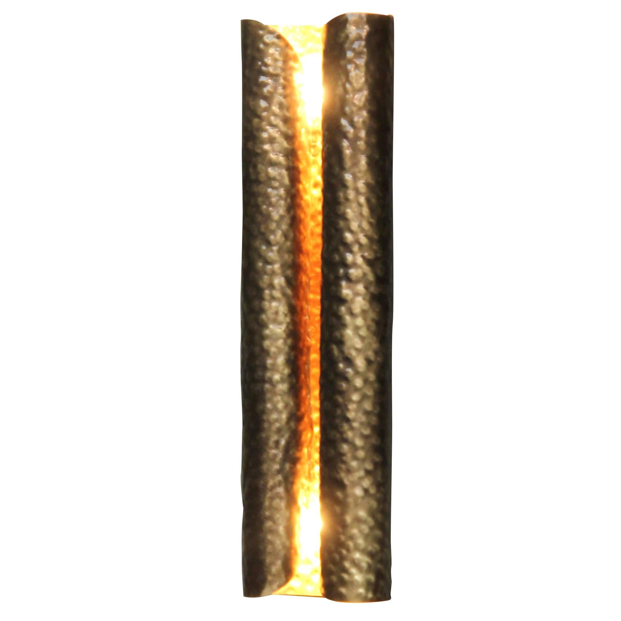 Pair of European Hammered Brass Vellum Wall Lights by Brabbu For Sale