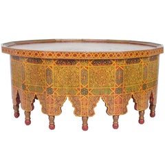 Vintage Large Hand Decorated Moroccan Cocktail or Coffee Table