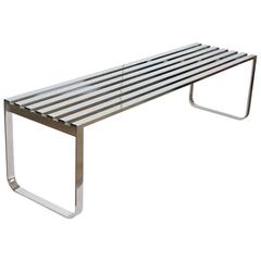 Stylish Chrome Slat Bench by Milo Baughman