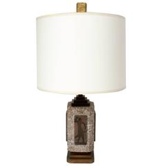 French Art Deco Marble and Bronze Lamp by A. Desgranges