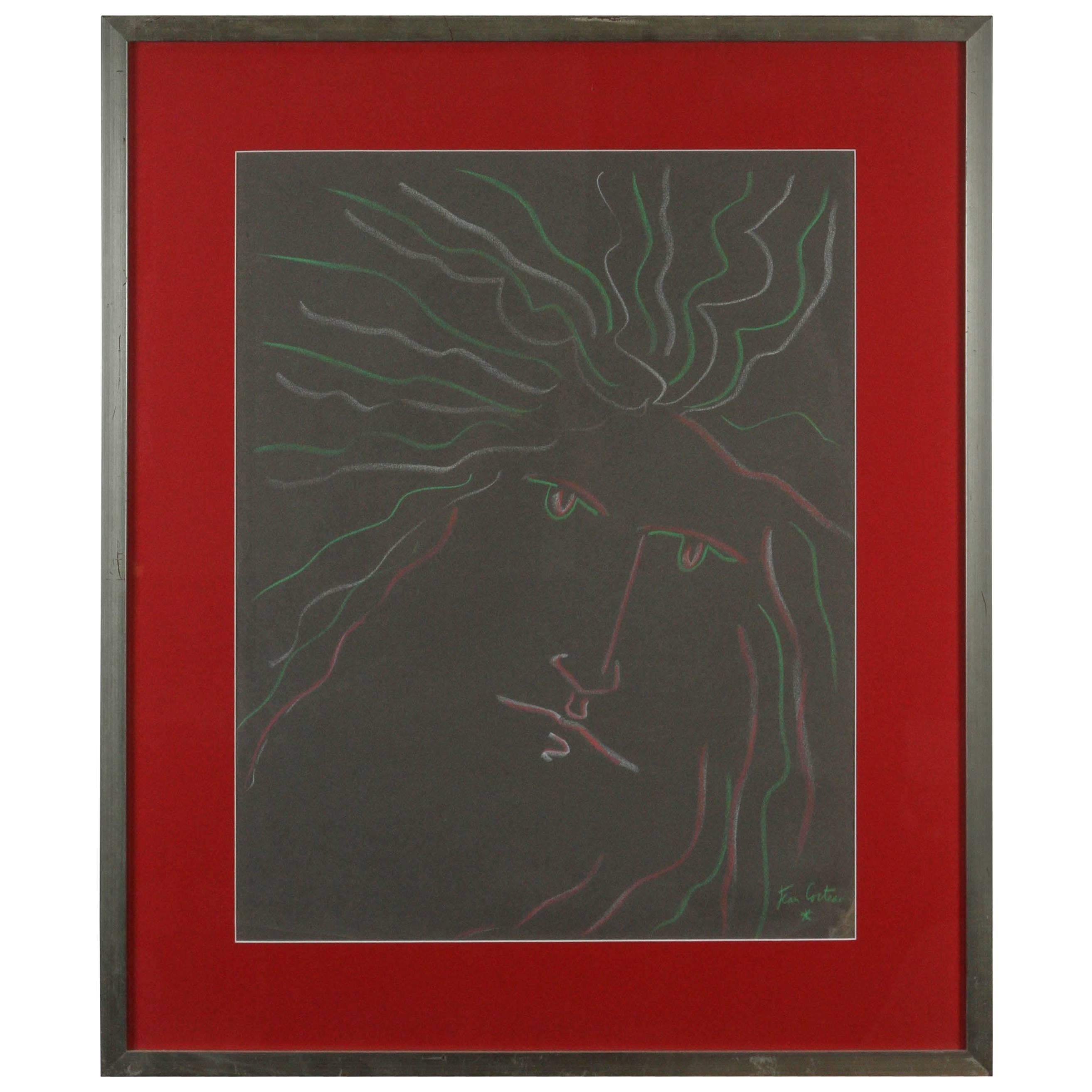 Pastel on Paper Attributed to Jean Cocteau