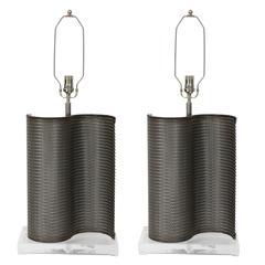 Pair of Industrial S Form Lamps 4