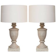 Antique Pair of Painted Finials as Custom Table Lamps