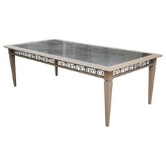 Zinc Top Carved Oak Dining Table