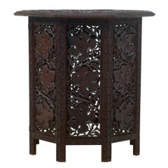 19th Century Eastern Hardwood Carved Octagonal Side Table
