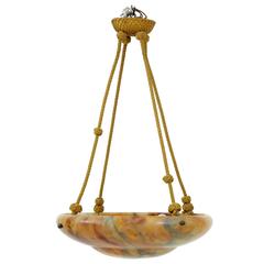 Antique Art Deco Alabaster Chandelier Ceiling Light