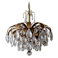 Very Rare and Beautiful Gold-Plated Chandelier by Palwa, 1960s